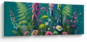 Obraz - Lúčne kvety (s hodinami) (90x30 cm)