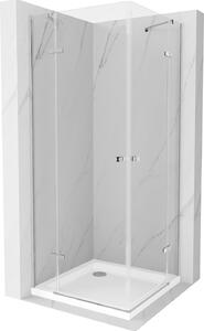 Mexen Roma Duo, sprchový kút 80 (dvere) x 80 (dvere) cm, 6mm číre sklo, chrómový profil + slim sprchová vanička 5cm biela + chrómový sifón, 854-080-080-01-02-4010