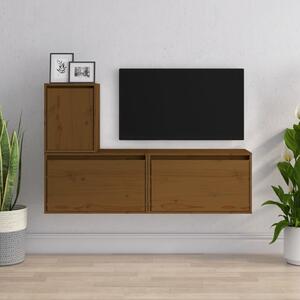 TV skrinky 3 ks medovo-hnedé masívna borovica