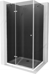 Mexen Roma, sprchový kút s krídlovými dverami 90 (dvere) x 70 (stena) cm, 6mm šedé sklo, chrómový profil + slim sprchová vanička biela + chrómový sifón, 854-090-070-01-40-4010