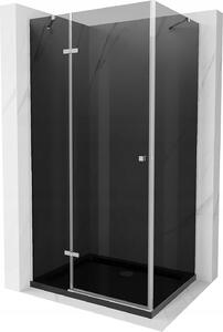 Mexen Roma, sprchový kút s krídlovými dverami 120 (dvere) x 90 (stena) cm, 6mm šedé sklo, chrómový profil + slim sprchová vanička čierna + chrómový sifón, 854-120-090-01-40-4070