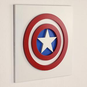 Veselá Stena 3D drevená dekorácia znak Kapitán Amerika 30 x 30 cm