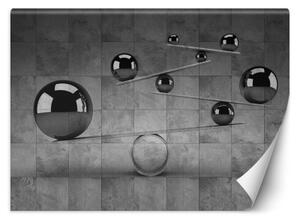 Fototapeta, Betonové koule optický stříbrný 3D efekt - 150x105 cm
