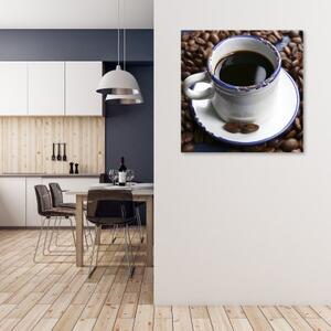 Obraz na plátně, Black Coffee šálek - 30x30 cm