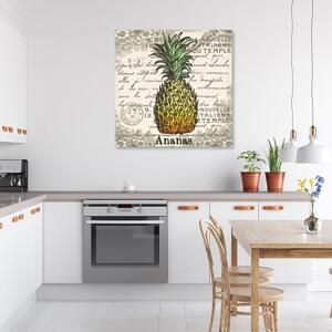 Obraz na plátně, Vintage ananas - 30x30 cm