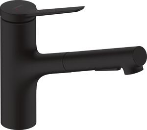 Hansgrohe Zesis M33 - Páková kuchynská batéria 150, vyťahovacia sprška, 2jet, čierna matná 74800670
