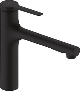 Hansgrohe Zesis M33 - Páková kuchynská batéria 160, vyťahovacia spŕška, 2jet, sBox lite, čierna matná 74804670