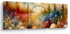 Obraz - Pestrofarebná lúka (s hodinami) (90x30 cm)