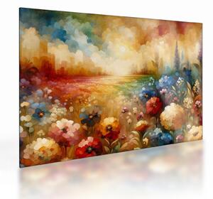 Sklenený obraz - Pestrofarebná lúka (70x50 cm)