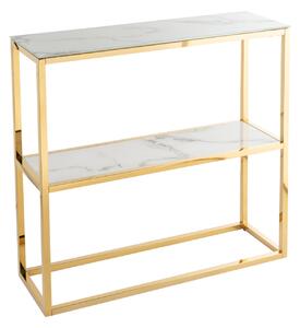Konzolový stolík Elegance 80 cm mramorové biele zlato