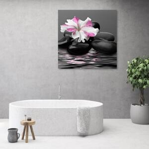 Obraz na plátně, Kameny růžové květ zen - 30x30 cm