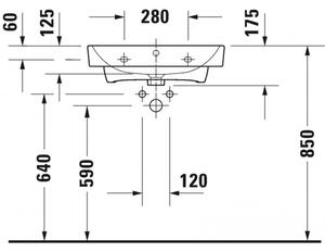Duravit No.1 - Umývadlo do nábytku 600x460 mm, s prepadom, biela 23756000002
