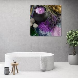 Obraz na plátně, Svíčka Violet Zen - 30x30 cm