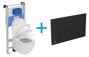 Ideal Standard Tesi WC Set - Závesné WC AQUABLADE s inštalačným systémom ProSys, ovládacie tlačidlo čierne, sedátko so SoftClose