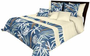 Elegantné modré prehozy na posteľ s krásnym vzorom listov Modrá