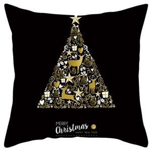 Tutumi - Vianočná obliečka na vankúš - čierna / zlatá - 45x45 cm
