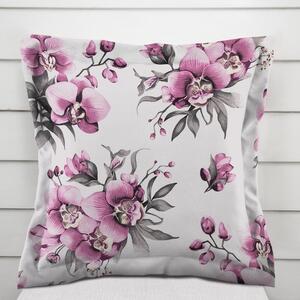 Biante Bavlnená obliečka na vankúš s lemom Sandra SA-623 Lila orchidey na bielom 30 x 50 cm
