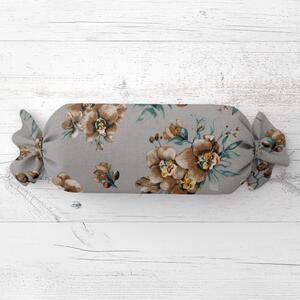 Biante Vankúš valec bonbon Sandra SA-622 Hnedé orchidey na sivom 15x40 cm