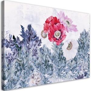 Obraz na plátně, Malované máky v zahradě - 100x70 cm