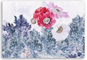Obraz na plátně, Malované máky v zahradě - 60x40 cm