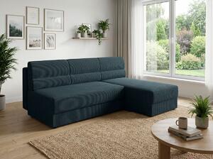 Rozkladacia obojstranná sedacia súprava do L TAVERO SLIM 201x140 cm, tmavomodrá