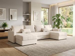 Rozkladacia sedacia súprava do U VENORIA 285x146 cm, krémová + 2 vankúšiky ZDARMA