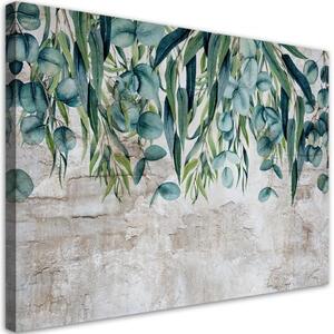 Obraz na plátně, Zelené listy na konkrétním pozadí - 100x70 cm