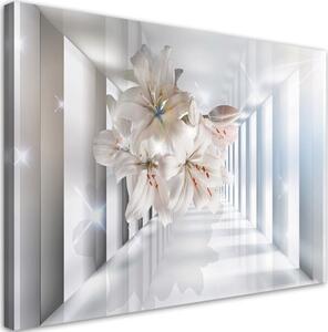 Obraz na plátně, Květiny na 3D chodbě - 100x70 cm