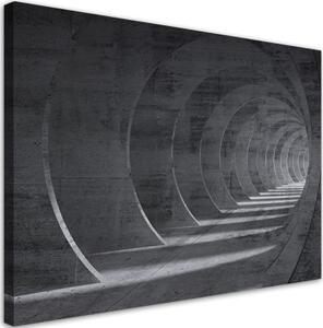 Obraz na plátně, Šedý 3D tunel - 90x60 cm