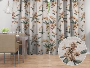 Biante Bavlnený záves Sandra SA-624 Hnedé orchidey na bielom 150x140 cm