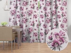 Biante Bavlnený záves Sandra SA-623 Lila orchidey na bielom 150x140 cm