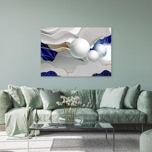 Obraz na plátně, Modrá abstrakce s 3D koulemi - 60x40 cm