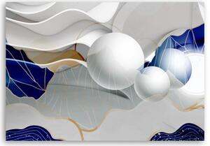 Obraz na plátně, Modrá abstrakce s 3D koulemi - 60x40 cm