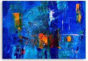 Obraz na plátně, Modrá abstrakce ruka -napadeno - 60x40 cm
