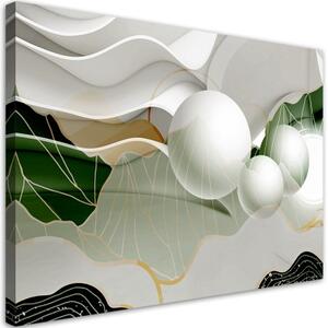 Obraz na plátně, Zelená abstrakce s 3D koulemi - 120x80 cm