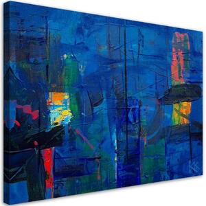 Obraz na plátně, Modrá abstrakce ruka -napadeno - 100x70 cm