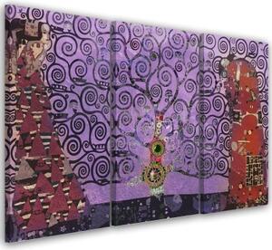 Obraz na plátně třídílný, Purple Tree of Life Abstraction - 120x80 cm