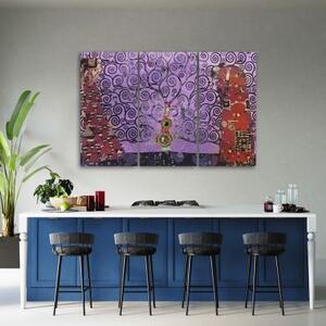 Obraz na plátně třídílný, Purple Tree of Life Abstraction - 60x40 cm