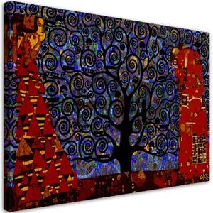 Obraz na plátně, Abstrakce modrého stromu života - 60x40 cm