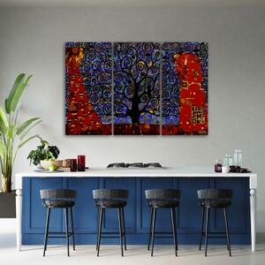 Obraz na plátně třídílný, Abstrakce modrého stromu života - 60x40 cm