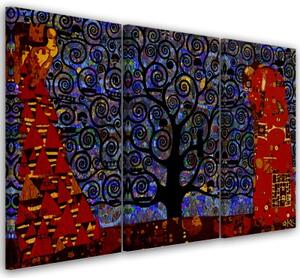 Obraz na plátně třídílný, Abstrakce modrého stromu života - 150x100 cm