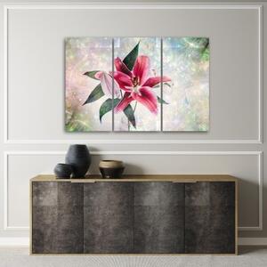 Obraz na plátně třídílný, Pink Lily - 60x40 cm