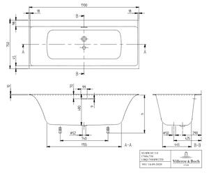 Villeroy & Boch Subway 3.0 - Vaňa 1700x750 mm, alpská biela UBQ170SBW2TDV-01