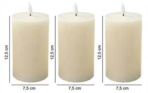 Sada 3x LED sviečok BRILLO LED/3xAAA 12,5 cm krémové + diaľkové ovládanie