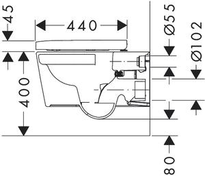 Hansgrohe EluPura S - Závesné WC 540, AquaFall splachovanie, HygieneEffect + sedátko so SoftClose a QuickRelease, biela 62021450