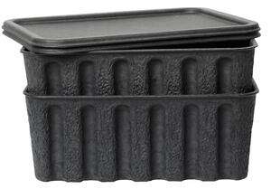 Úložný box s vekom Paper Pulp Large Charcoal – set 2 ks