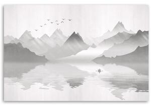 Obraz na plátně, Hory na abstrakci jezera - 100x70 cm