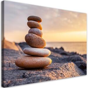 Obraz na plátně, Kameny na pláži Zen - 100x70 cm