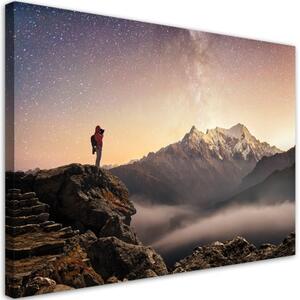 Obraz na plátně, Lezecké horské hvězdy nebe - 60x40 cm