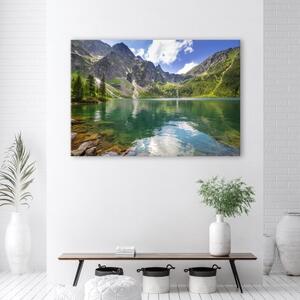 Obraz na plátně, Mountain Lake Trees Natura - 60x40 cm